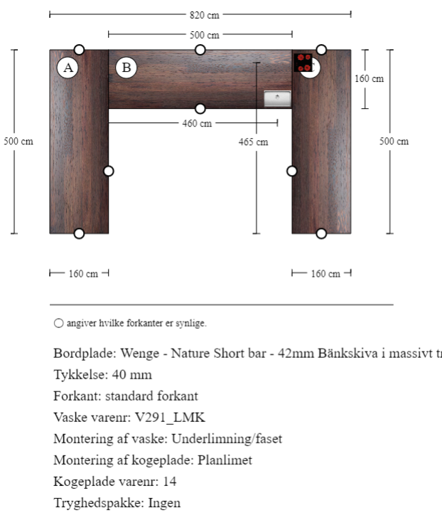 Wenge - Nature Short bar - 42mm Bänkskiva i massivt trä på mål